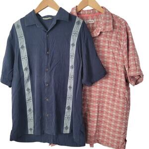 Tommy Bahama- 2 Silk button up tops- Large and XL tall